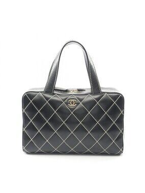 Chanel Handbag Wild Stitch Black Leather